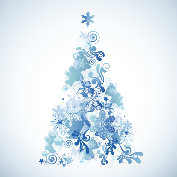 free vector Snowflake christmas tree vector